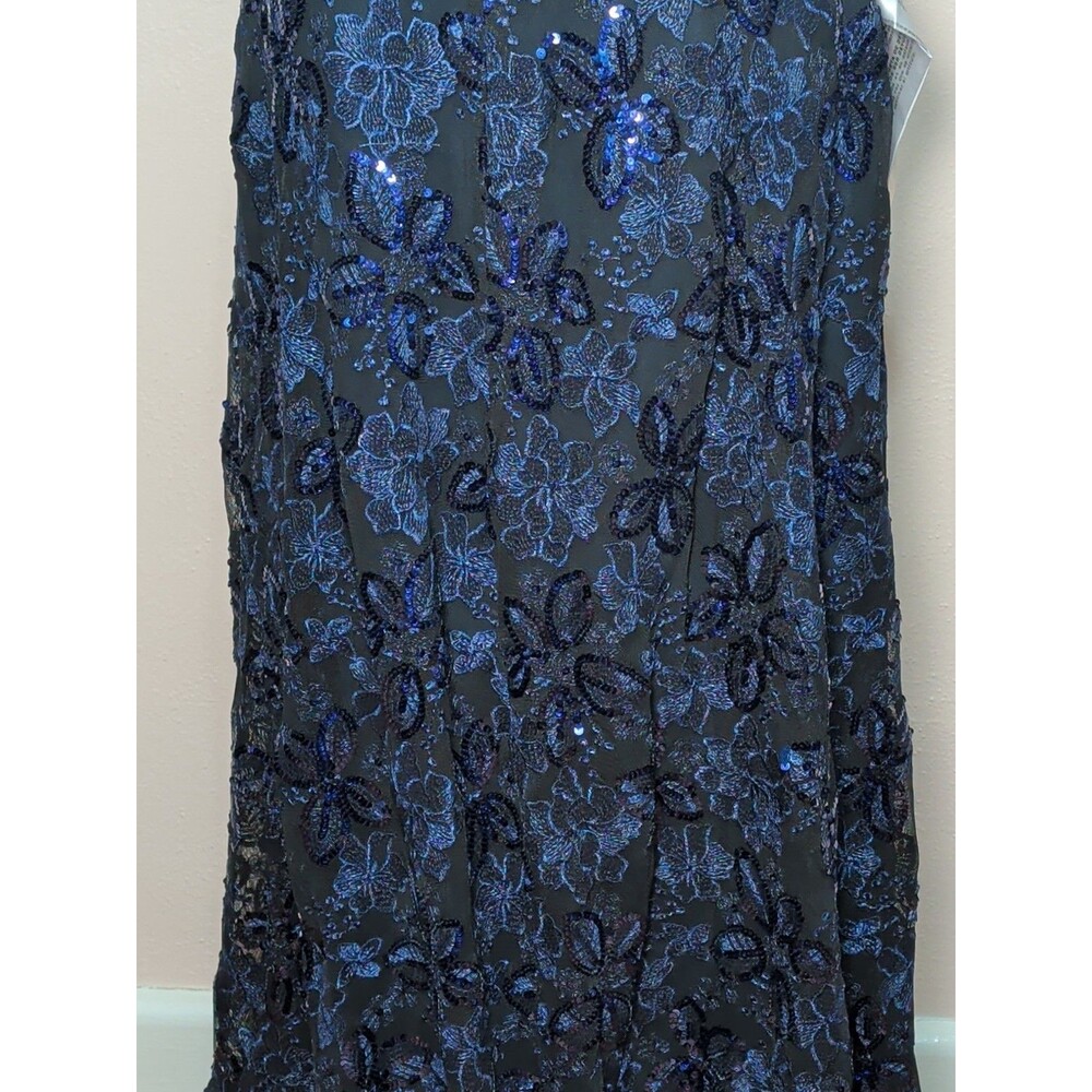 Dress The Population Anabel Women XXL Navy Blue Sequin Embroidered Floral Gown - Picture 5 of 16